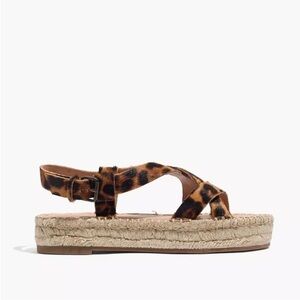 Madewell Malia Espadrille Sandal in Leopard Calf Hair - size 7